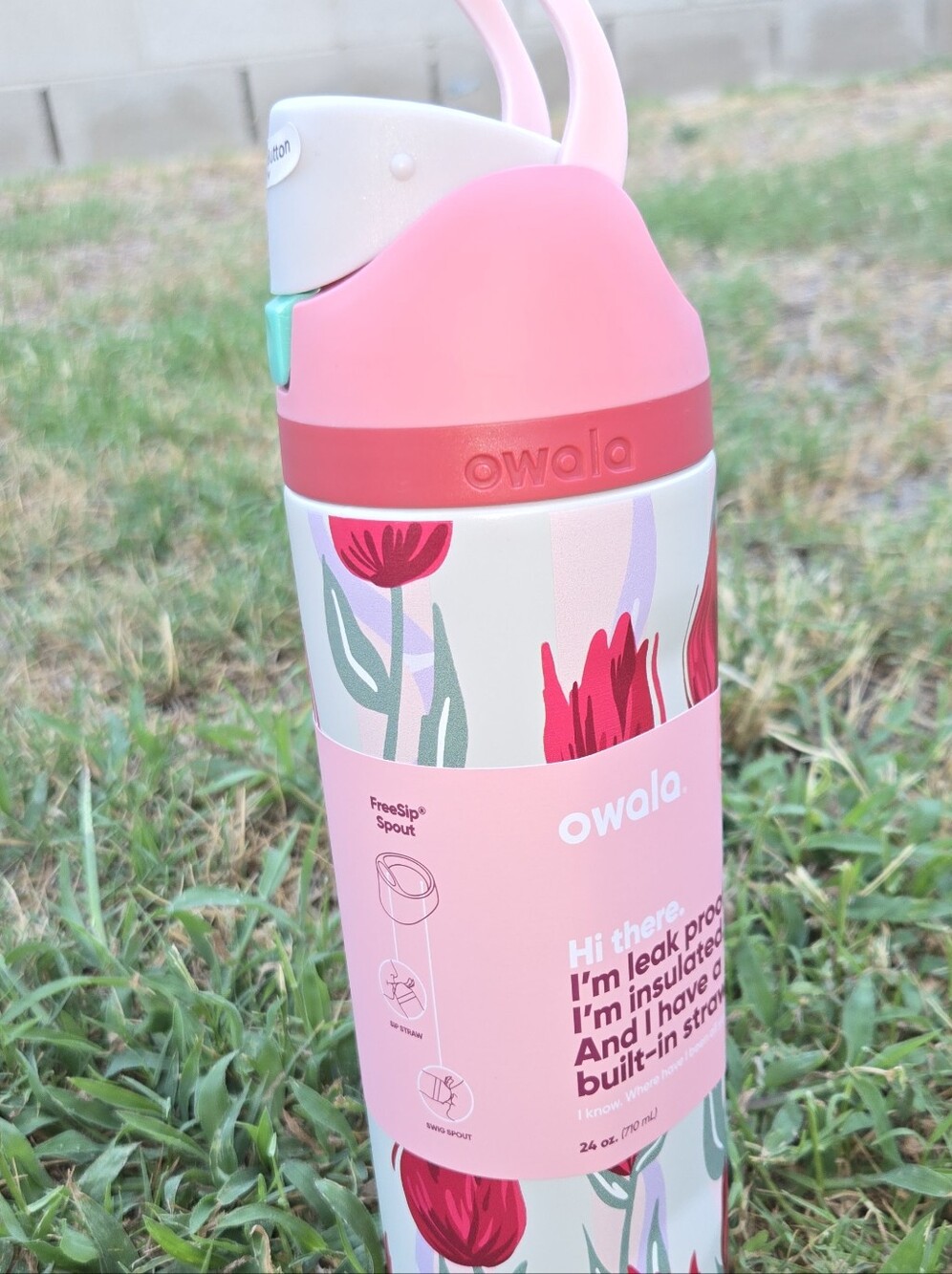 Women's Floral Insulated Water Bottle - Pink